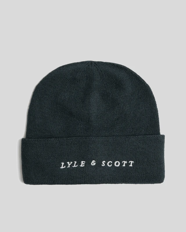 Image of Lyle & Scott Script Logo Beanie in Navy