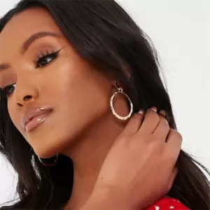 Image of I Saw It First Gold Textured Double Hoop Earrings - Metallics