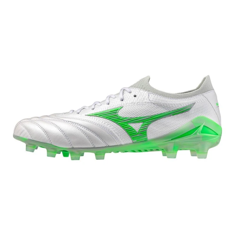 Image of Mizuno Morelia Neo IV Beta Adults Firm Ground Rugby Boots Wht/N Grn/C Gry male 9.5 (44)
