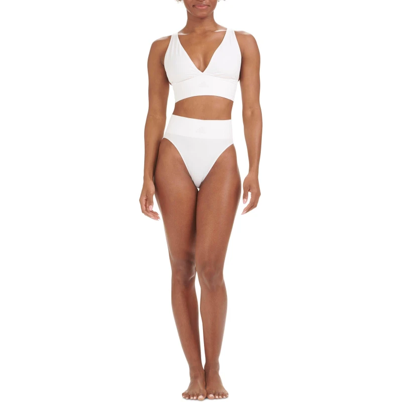Image of adidas Sport Active Seamless Micro Stretch Long Line Plunge Bra - White White 8