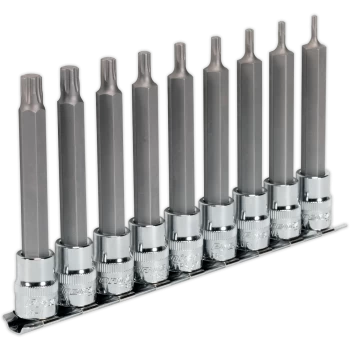 Image of Sealey 9 Piece 3/8" Drive Torx Plus Socket Bit Set 3/8" 100mm