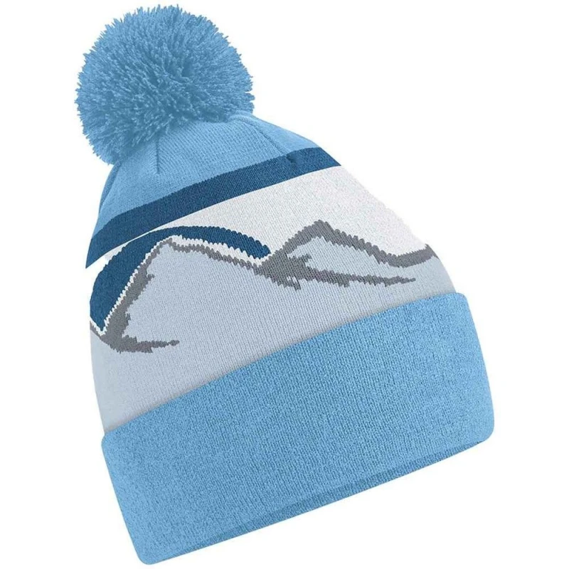 Image of Beechfield Beechfield Men Mountain Pom Pom Beanie in Light Blue Light Blue One Size Male 5063470698158