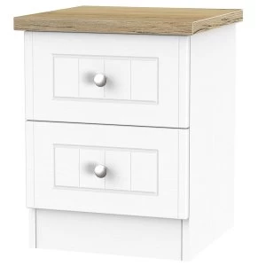 Image of Robert Dyas Wilcox Ready Assembled 2-Drawer Bedside Table - Porcelain Ash
