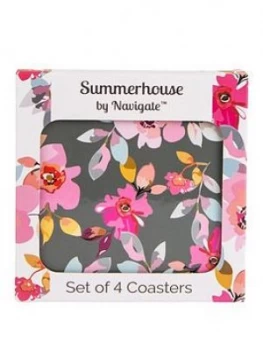 Image of Summerhouse By Navigate Gardenia Grey Floral Coasters - Set Of 4