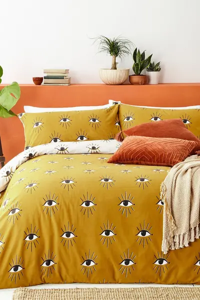Image of Furn Theia Abstract Eye Duvet Cover Set Yellow