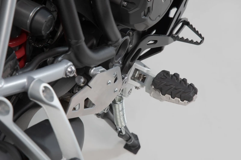 Image of SW-Motech EVO footrest kit - Triumph Tiger 800/ 900/ 1200, Scrambler 1200., black-silver