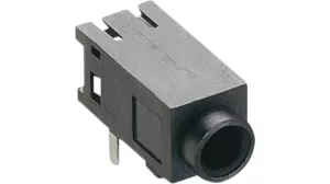 Image of 2.5mm audio jack Socket horizontal mount Number of pins 3 Stereo Black Lumberg 1501 05