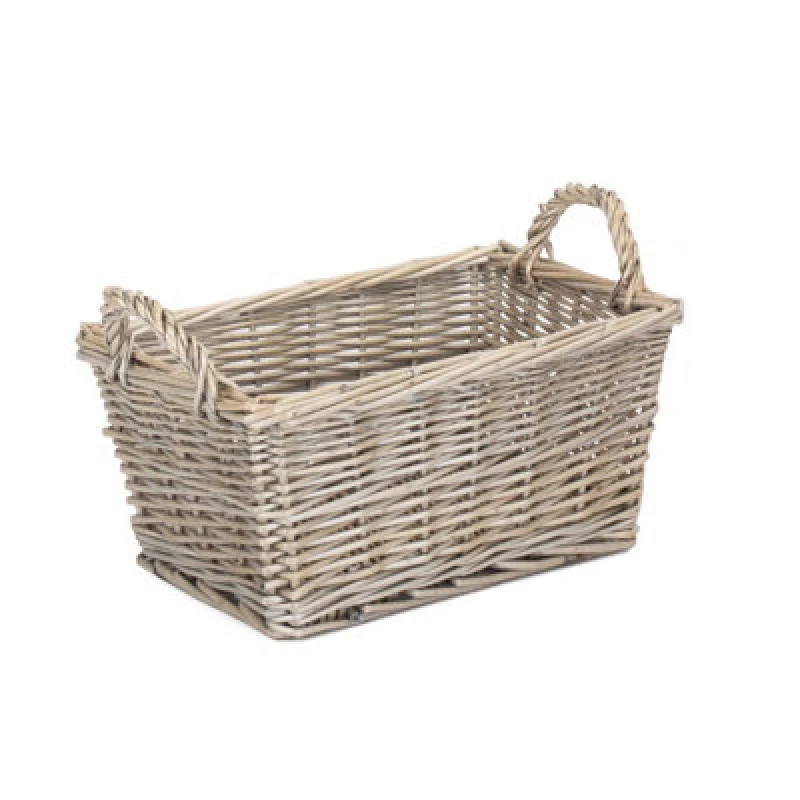Image of Red Hamper St055 Wicker Small Antique Wash Finish Handled Unlined Storage Basket