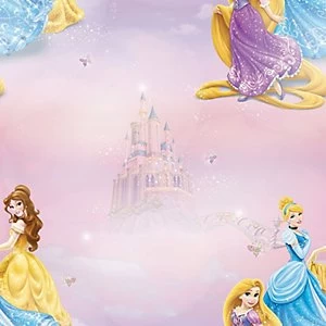 Image of Disney Pretty As A Princess Pink Decorative Wallpaper - 10m