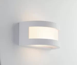 Image of Cervinia Flush Paintable Plaster Wall Light, White, E27