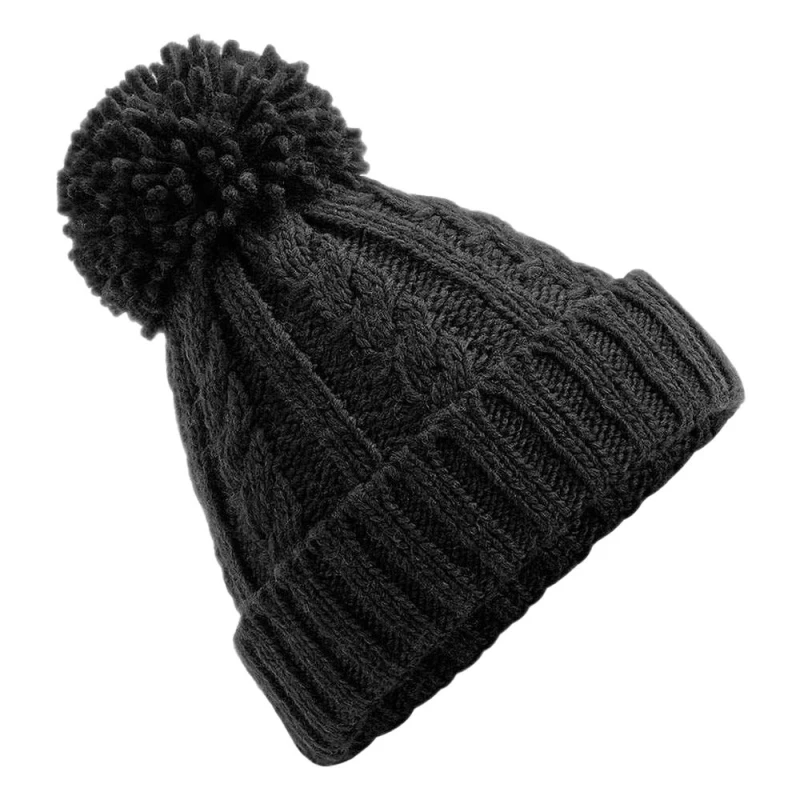 Image of Beechfield Beechfield Men Cable Knit Melange Beanie in Black One Size Male 5063377408607