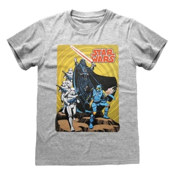Image of Star Wars - Vader Retro Poster Unisex Medium T-Shirt - Grey
