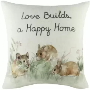 Image of Evans Lichfield - Hedgerow Mice Print Cushion Cover, Multi, 43 x 43 Cm