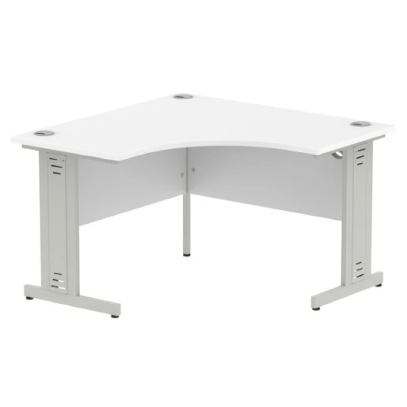 Image of Dynamic Impulse 1200mm Corner Desk White Top Silver Cable Managed...
