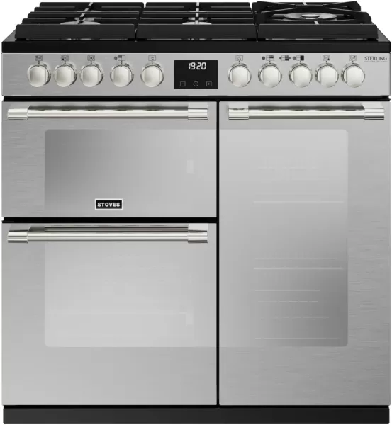 Image of Stoves Sterling Deluxe ST DX STER D900DF GTG SS 90cm Dual Fuel Range Cooker - Stainless Steel - A/A/A Rated