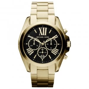 Image of Michael Kors Ladies Chronograph Gold Bracelet Black Dial Watch MK5739