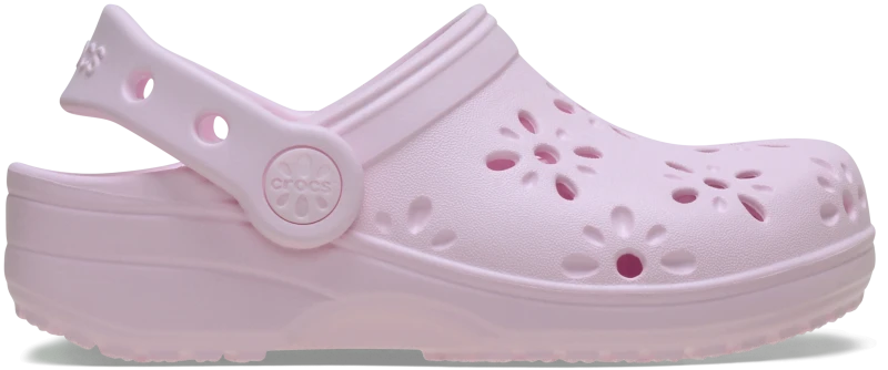 Image of Crocs Kids Toddler Classic Floral Cut-Out Clogs Pink Milk C8
