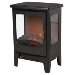 Image of HOMCOM 1800W Tempered Glass Electric Fireplace Heater Black