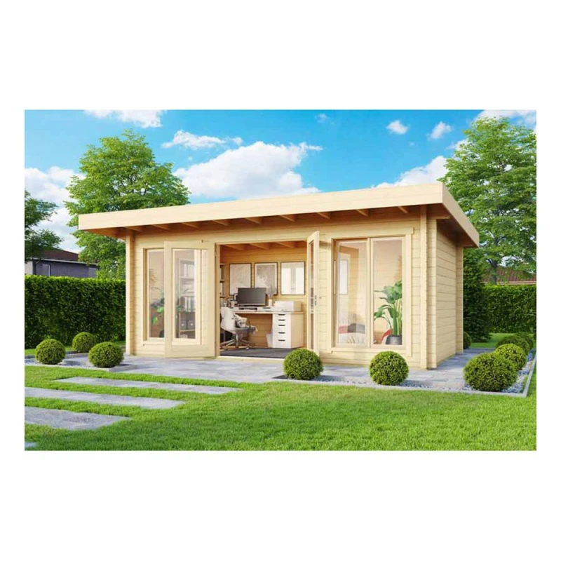Image of Lasita Maja Ltd Dorset 73-Log Cabin, Garden Room, Home Office - L480xW250xH238.95cm in Light Brown Light Brown Unisex