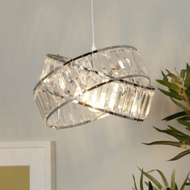 Image of Lighting Collection Ribbon Twist Sculptural Overlap White Modern Pendant Light Shade