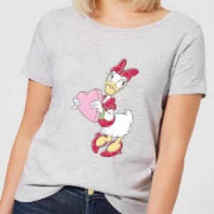 Image of Disney Daisy Duck Love Heart Womens T-Shirt - Grey - S