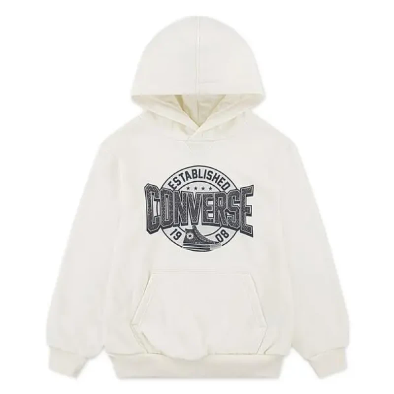 Image of Converse Hoodie in Soft Brushed Fabric Ecru Baby 8/10Y (126 to 138CM);10/12Y (138 to 150CM)