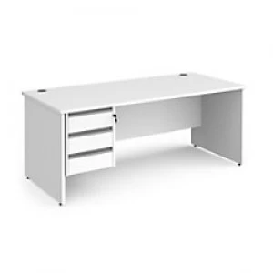 Image of Dams International Straight Desk with White MFC Top and Silver Frame Panel Legs and 3 Lockable Drawer Pedestal Contract 25 1800 x 800 x 725mm