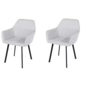 Image of Core Products Aspen Grey Faux Leather Upholstered Armchairs With Black Metal Legs (Pair)