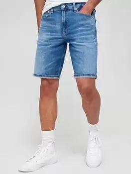 Image of Calvin Klein Jeans Regular Fit Denim Shorts, Dark Denim, Size 30, Men