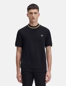 Image of Fred Perry Crew Neck Pique T-Shirt - Black