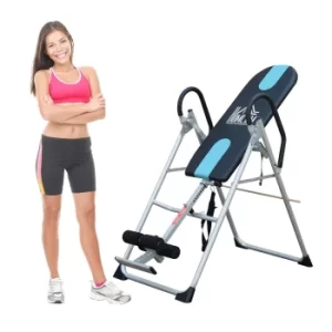 Image of HOMCOM Foldable Therapy Inversion Table and Fitness Bench in Black