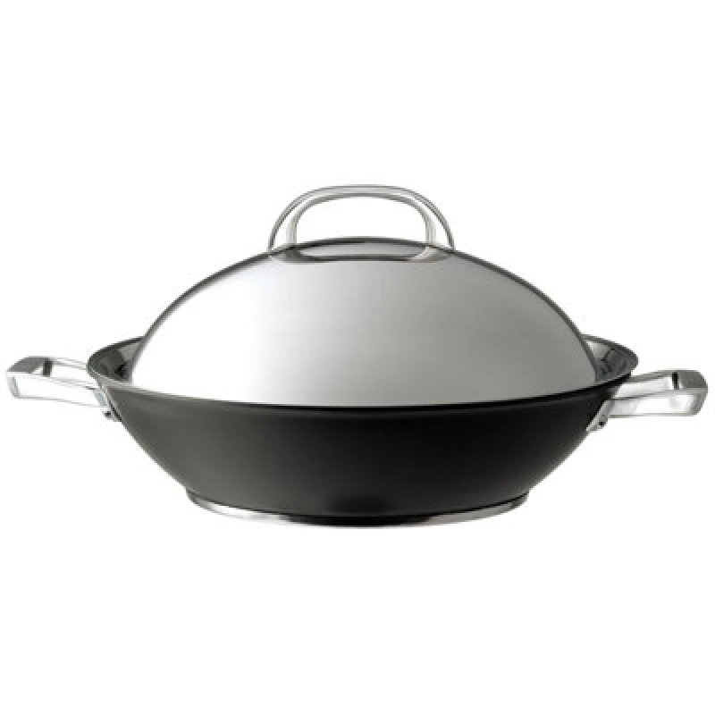 Image of Circulon Covered Wok with Sturdy Lid Dishwasher Safe Kitchen Cookware - 36cm Black