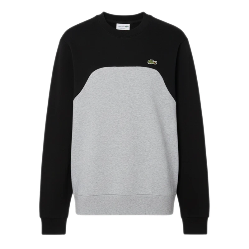 Image of Lacoste Colour Block Cotton Fleece Sweatshirt Grey male XS