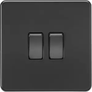 Image of MLA Knightsbridge 10AX 2 Gang 2-Way Switch Matt Black With Black Rock ers - SF3000MBB