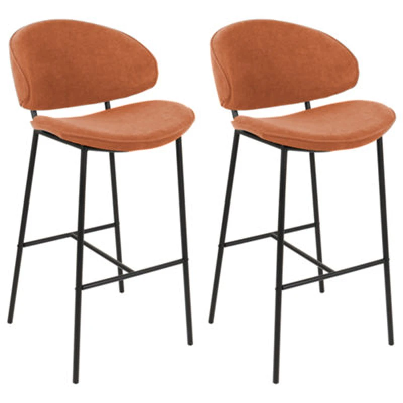 Image of Beliani Set Of 2 Bar Chairs Kiana Orange