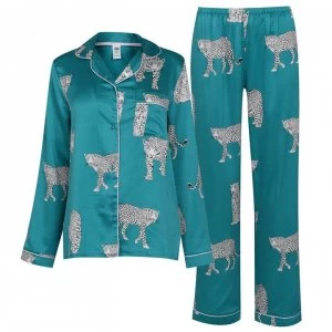 Image of Chelsea Peers Leopard Pyjama Set - Leopard Turq