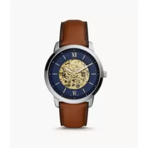 Image of Fossil Mens Neutra Automatic Luggage Leather Watch - Brown