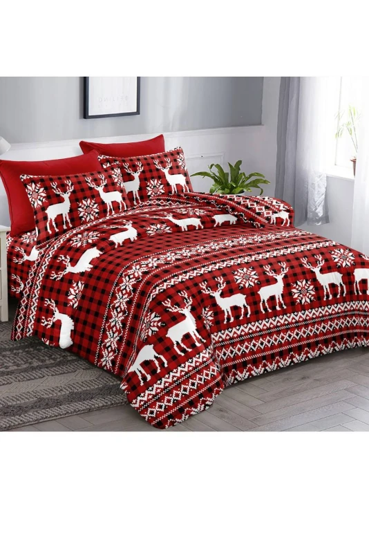 Image of Ezysleep Ezysleep Nordic Stag Christmas Duvet Set in Red Size: Single Red Single Unisex 0721545336750