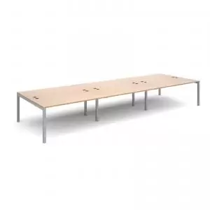 Image of Connex triple back to back desks 4800mm x 1600mm - silver frame and
