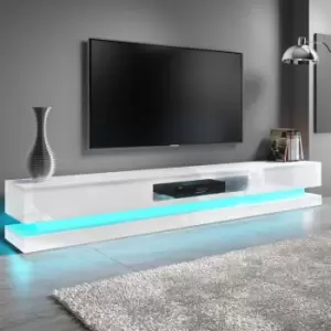 Image of Extra Large White Gloss TV Stand with LEDs- TV's up to 70 - Evoque