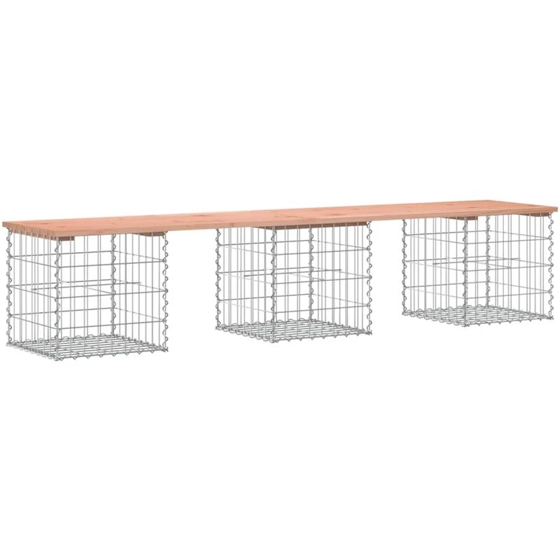Image of vidaXL Garden Bench Gabion Design 203x44x42cm Solid Wood Douglas, Brown 834342