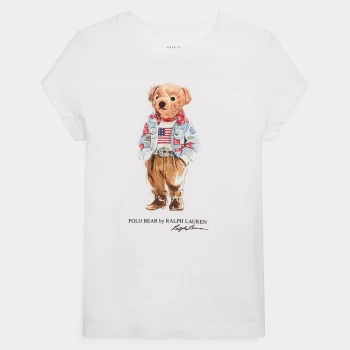 Image of Ralph Lauren Girls Bear T-Shirt - White - 2 Years