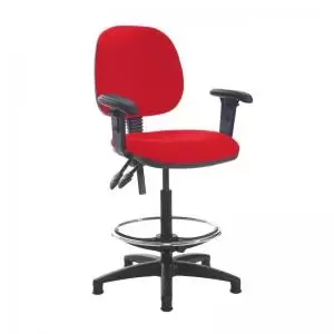Image of Jota draughtsmans chair with adjustable arms - Belize Red