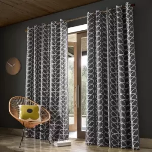 Image of Orla Kiely Linear Stem Curtains, 229 x 229cm, Charcoal