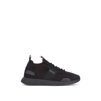 Image of Boss Titanium Runn Knit Trainers - Black