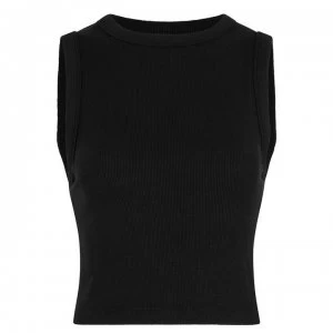 Image of Firetrap Rib Crop Tank Top Ladies - Black