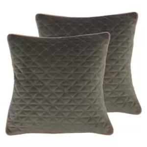 Image of Paoletti Quartz Twin Pack Polyester Filled Cushions Charcoal/Blush