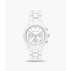 Image of Michael Kors Womens Runway Chronograph -Coated Stainless Steel Watch - White