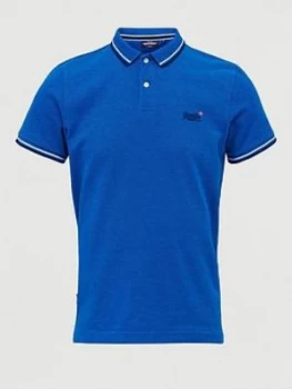 Image of Superdry Classic Poolside Pique Polo Shirt, Blue, Size S, Men