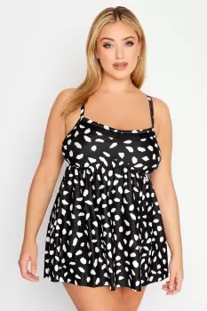Image of Dalmatian Print Mesh Panel Swim Dress